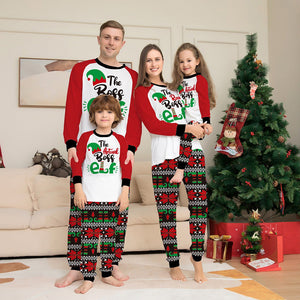Christmas The Actual Boss Elf Squad Print Stripe Family Matching Pajamas Sets
