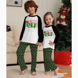 Christmas Letter Green Plaid Family Matching Pajamas Sets