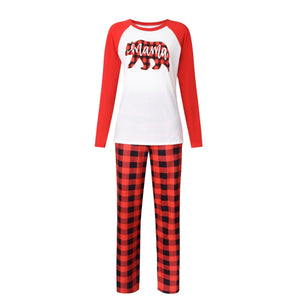 Family Matching Bear Print Plaid Pajamas Set