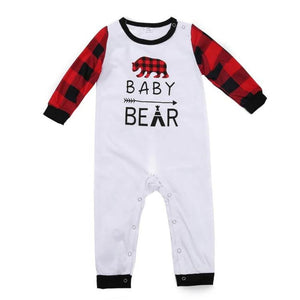 Family Matching Papa Bear & Mama Bear Red Plaid Pajamas Sets
