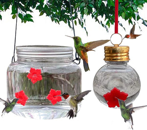 🌞Summer Funny Sale Buy 1 get 1 free - Hummingbird Feeder Mason Jar Three Ports