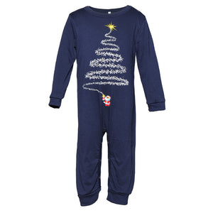 Family Matching Blue Christmas Tree Suits Family Look Pajama Set