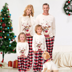 🎁New Year Hot Sale-30% OFF🔥Family Matching Reindeer Plaid Cotton Pajamas Set