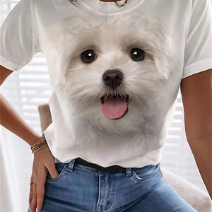 Women's T shirt Tongue Dog
