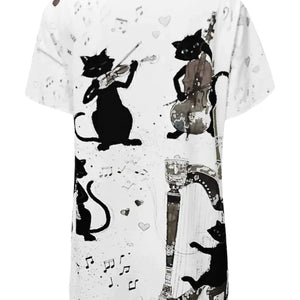 Women's T shirt Lyre Cat