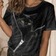 Women's T shirt Silver Gold 3D Cat