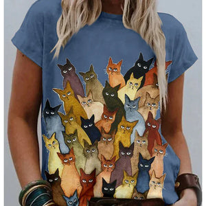 Women's T shirt Group of Cats