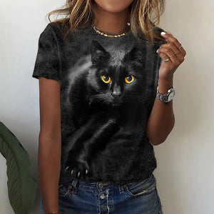 Women's T shirt Black Cat 3D Printing