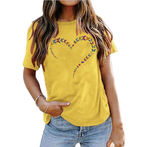 Women's T shirt Butterfly Heart