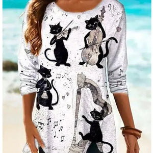 Women's T shirt Lyre Cat