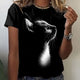 Women's T shirt Black Animal Cat