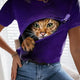 Women's T shirt Zipper Cat