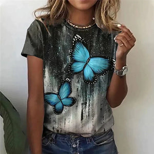 Women's T shirt Butterfly Sparkly