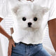 Women's T shirt White Beige Gray Dog