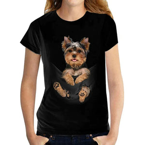 Women's T shirt 3D Black White Dog