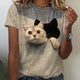 Women's T shirt 3D Cat Painting