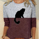 Women's T shirt Splicing Back Cat